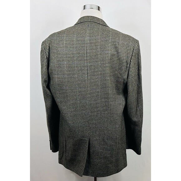 AKA Eddie Bauer 42L Sport Coat 100% Wool Gold Houndstooth Two Button Vented - Picture 6 of 8